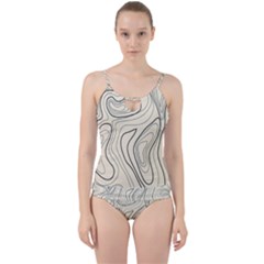 Topographic Lines Background Salmon Colour Shades Cut Out Top Tankini Set by Vaneshart