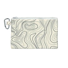 Topographic Lines Background Salmon Colour Shades Canvas Cosmetic Bag (medium) by Vaneshart