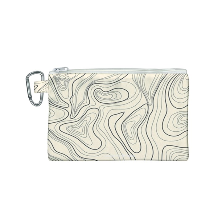 Topographic Lines Background Salmon Colour Shades Canvas Cosmetic Bag (Small)