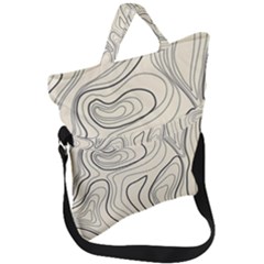 Topographic Lines Background Salmon Colour Shades Fold Over Handle Tote Bag