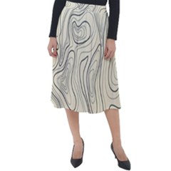 Topographic Lines Background Salmon Colour Shades Classic Velour Midi Skirt  by Vaneshart