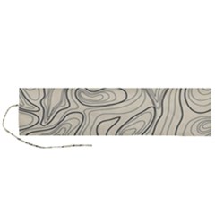 Topographic Lines Background Salmon Colour Shades Roll Up Canvas Pencil Holder (l) by Vaneshart