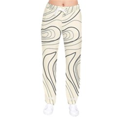 Topographic Lines Background Salmon Colour Shades Women Velvet Drawstring Pants by Vaneshart