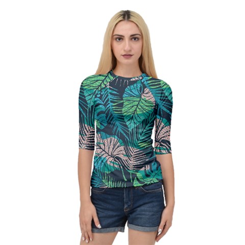 Seamless Abstract Pattern With Tropical Plants Quarter Sleeve Raglan Tee by Vaneshart