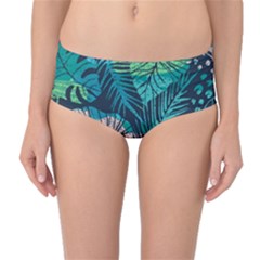 Seamless Abstract Pattern With Tropical Plants Mid-waist Bikini Bottoms by Vaneshart