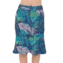 Seamless Abstract Pattern With Tropical Plants Short Mermaid Skirt by Vaneshart