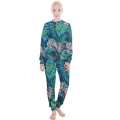 Seamless Abstract Pattern With Tropical Plants Women s Lounge Set by Vaneshart