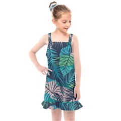 Seamless Abstract Pattern With Tropical Plants Kids  Overall Dress by Vaneshart