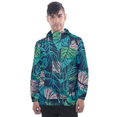 Seamless Abstract Pattern With Tropical Plants Men s Front Pocket Pullover Windbreaker by Vaneshart