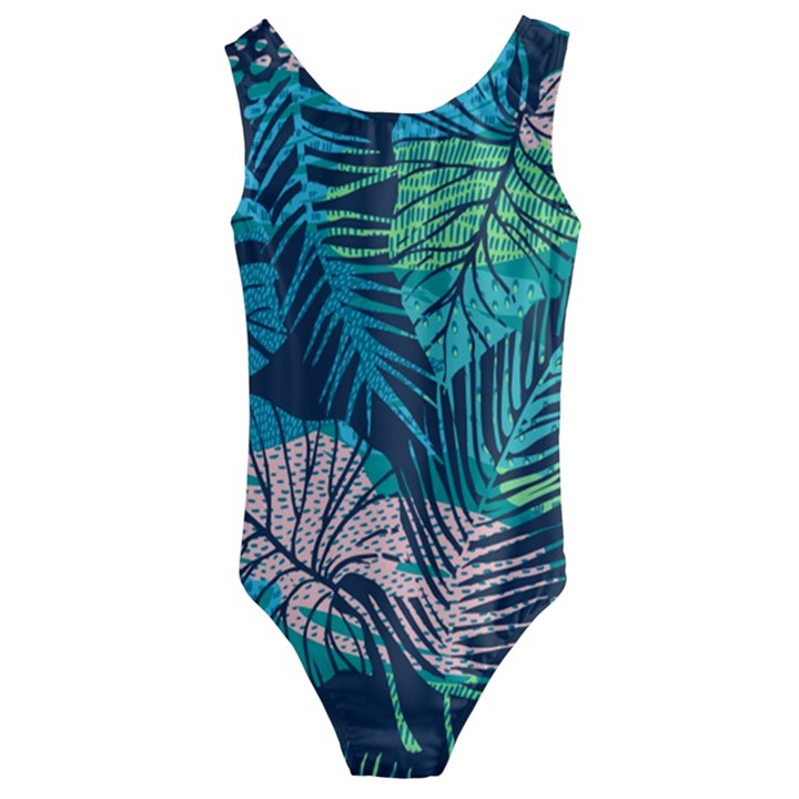 Seamless Abstract Pattern With Tropical Plants Kids  Cut-Out Back One Piece Swimsuit