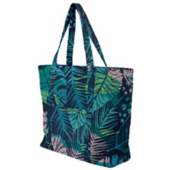 Seamless Abstract Pattern With Tropical Plants Zip Up Canvas Bag by Vaneshart