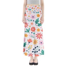 Flat Colorful Flowers Leaves Background Full Length Maxi Skirt by Vaneshart