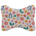 Flat Colorful Flowers Leaves Background Velour Seat Head Rest Cushion View1