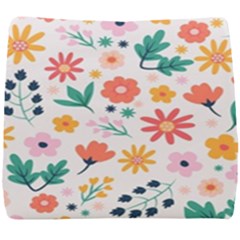 Flat Colorful Flowers Leaves Background Seat Cushion by Vaneshart