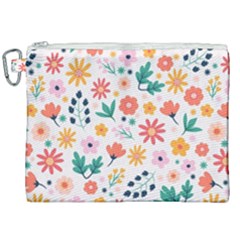 Flat Colorful Flowers Leaves Background Canvas Cosmetic Bag (xxl) by Vaneshart