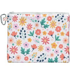 Flat Colorful Flowers Leaves Background Canvas Cosmetic Bag (xxxl) by Vaneshart