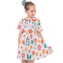 Flat Colorful Flowers Leaves Background Kids  Sailor Dress View1