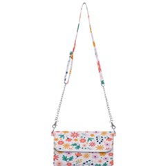 Flat Colorful Flowers Leaves Background Mini Crossbody Handbag by Vaneshart