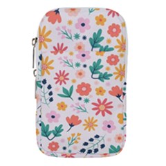 Flat Colorful Flowers Leaves Background Waist Pouch (large)