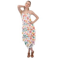 Flat Colorful Flowers Leaves Background Layered Bottom Dress