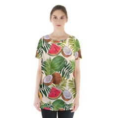 Tropical Pattern Background Skirt Hem Sports Top by Vaneshart