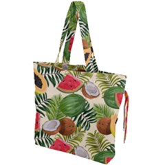 Tropical Pattern Background Drawstring Tote Bag by Vaneshart