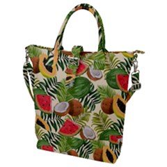 Tropical Pattern Background Buckle Top Tote Bag by Vaneshart