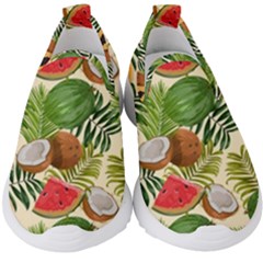 Tropical Pattern Background Kids  Slip On Sneakers by Vaneshart