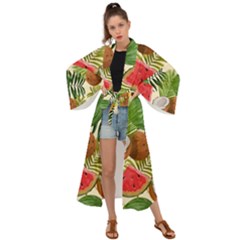 Tropical Pattern Background Maxi Kimono