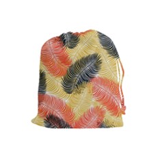 Tropical Seamless Pattern With Exotic Palm Leaves Drawstring Pouch (large) by Vaneshart