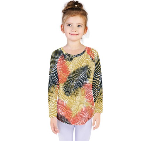 Tropical Seamless Pattern With Exotic Palm Leaves Kids  Long Sleeve Tee by Vaneshart