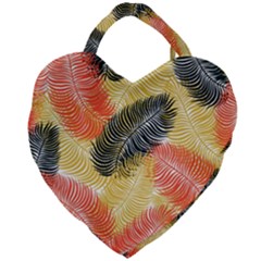 Tropical Seamless Pattern With Exotic Palm Leaves Giant Heart Shaped Tote by Vaneshart