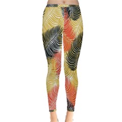 Tropical Seamless Pattern With Exotic Palm Leaves Inside Out Leggings by Vaneshart