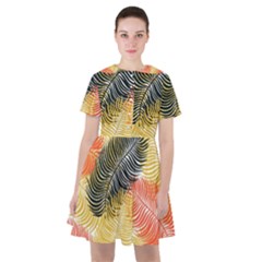 Tropical Seamless Pattern With Exotic Palm Leaves Sailor Dress by Vaneshart