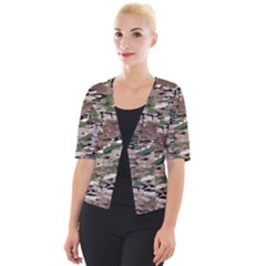 Fabric Camo Protective Cropped Button Cardigan