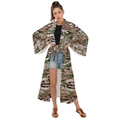 Fabric Camo Protective Maxi Kimono