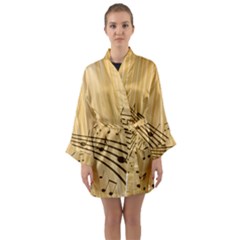 Background Music Nuts Sheet Long Sleeve Satin Kimono