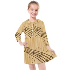 Background Music Nuts Sheet Kids  Quarter Sleeve Shirt Dress by Mariart