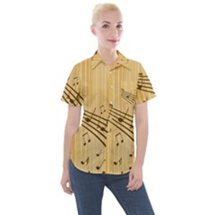 Background Music Nuts Sheet Women s Short Sleeve Pocket Shirt