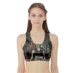 Awesome Fantasy Women With Helmet Sports Bra With Border by FantasyWorld7