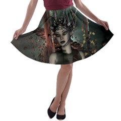 Awesome Fantasy Women With Helmet A-line Skater Skirt by FantasyWorld7