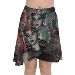 Awesome Fantasy Women With Helmet Chiffon Wrap Front Skirt by FantasyWorld7