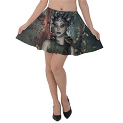 Awesome Fantasy Women With Helmet Velvet Skater Skirt by FantasyWorld7