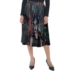 Awesome Fantasy Women With Helmet Classic Velour Midi Skirt  by FantasyWorld7