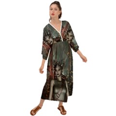 Awesome Fantasy Women With Helmet Grecian Style  Maxi Dress