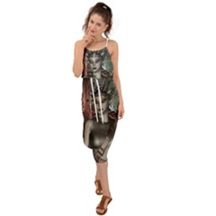 Awesome Fantasy Women With Helmet Waist Tie Cover Up Chiffon Dress