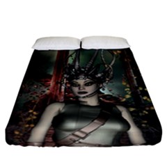 Awesome Fantasy Women With Helmet Fitted Sheet (california King Size) by FantasyWorld7