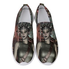 Awesome Fantasy Women With Helmet Women s Slip On Sneakers by FantasyWorld7