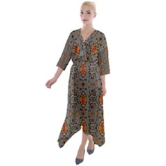 Nr 9 Quarter Sleeve Wrap Front Maxi Dress