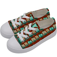 Bluegreen Pumpkins Kids  Low Top Canvas Sneakers by bloomingvinedesign